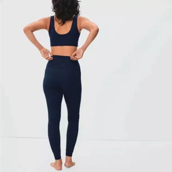Everlane Perform Leggings Womens Grid High Rise Activewear Black Gray Pant Sz XS